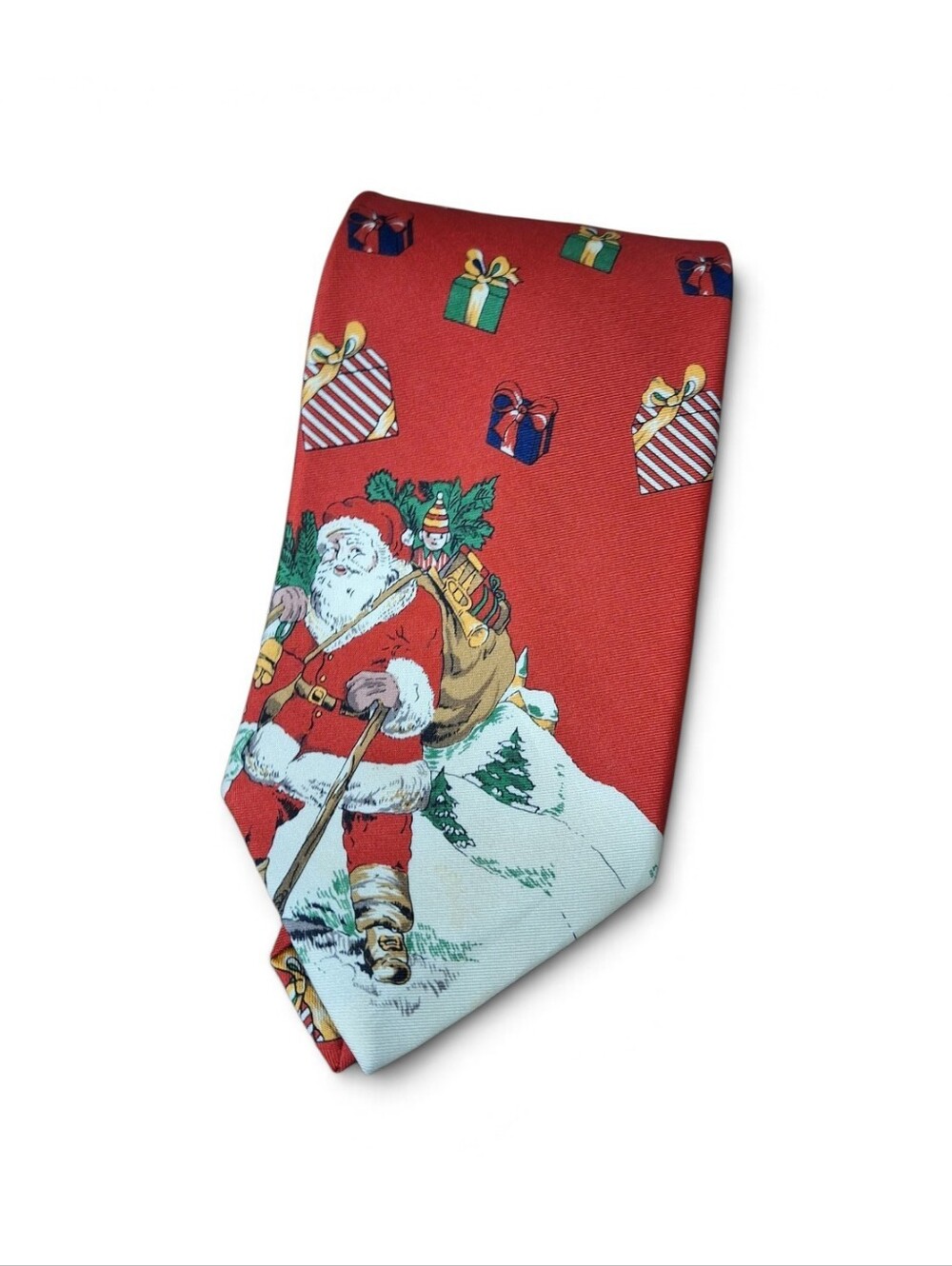 Robert Talbot Vtg Santa Christmas Hand Sean Silk Tie 3.75x57.5
